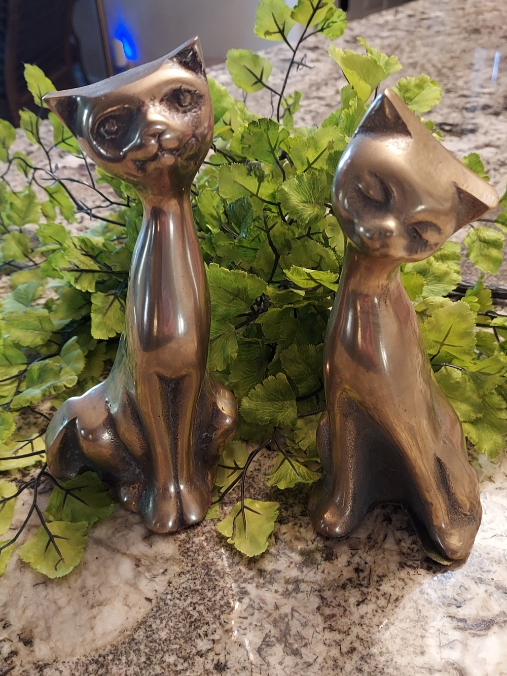 Set of Vintage Brass Cat Figurines from the 1960's .